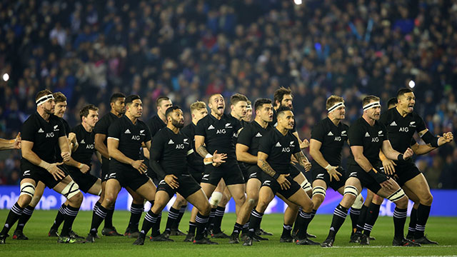 New Zealand perform the Haka before match against Scotland