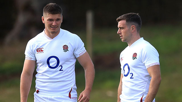Owen Farrell and George Ford during pre World Cup training