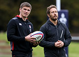 Owen Farrell and Jonny Wilkinson standing next to each other