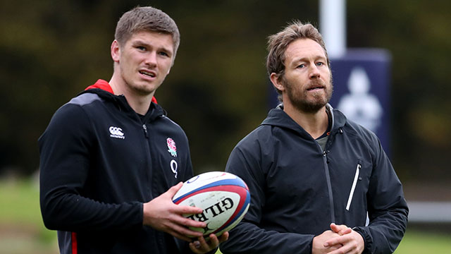 Owen Farrell and Jonny Wilkinson standing next to each other