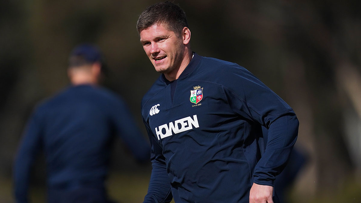 Owen Farrell at Lions training session in Canberra during 2025 Lions tour