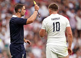 Owen Farrell is shown yellow card during the England v Wales match in 2023 summer internationals