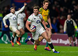 Owen Farrell runs in to score a try for England v Australia