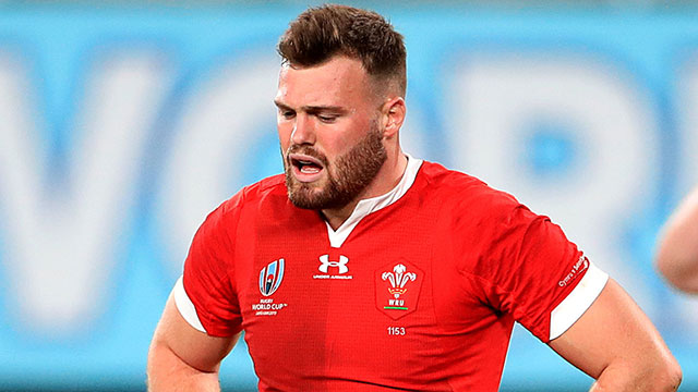 Owen Lane playing for Wales against New Zealand at 2019 Rugby World Cup
