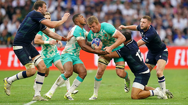 Pieter Steph du Toit in action for South Africa v Scotland at 2023 Rugby World Cup