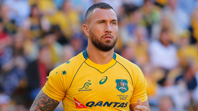 Quade Cooper playing for Australia v Italy in 2017