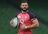 Robbie Henshaw at Ireland training session before England match during 2023 Summer Internationals