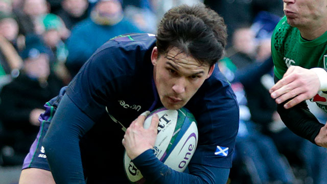 Sam Johnson scores a try against Ireland in 2019 Six Nations