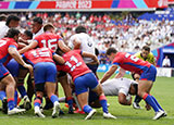 Sama Malolo scores a try for Samoa v Chile in 2023 Rugby World Cup