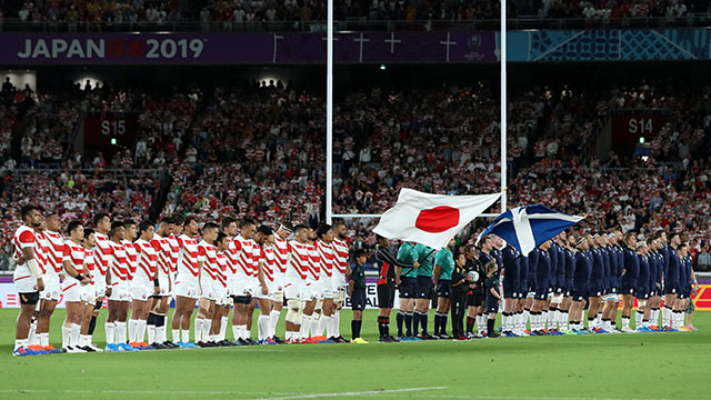 Scotland and Japan line up at the 2019 Rugby World Cup