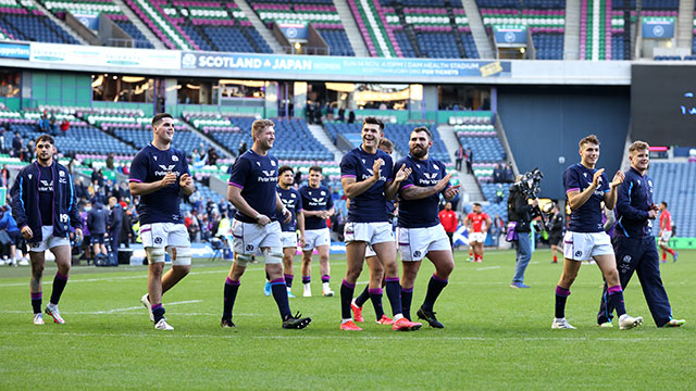 Scotland players do a lap of the pitch after beating Tonga in 2021 autumn series