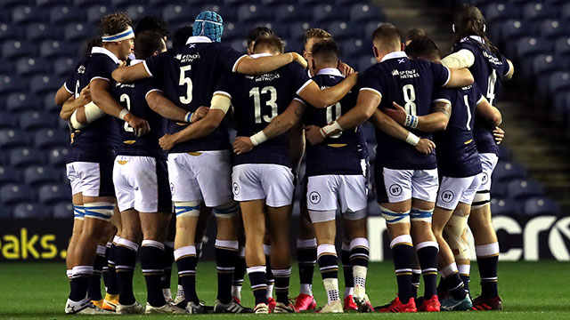 Scotland players gather before match against Georgia in 2020 autumn internationals