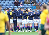 Scotland players in huddle before match against Australia in 2021 autumn internationals