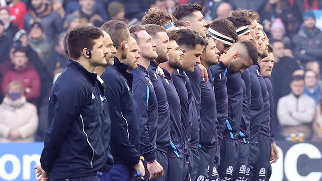 Scotland players line up against Australia during 2021 autumn internationals