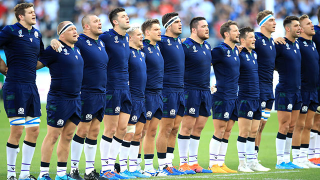 Scotland players line up against Russia in World Cup