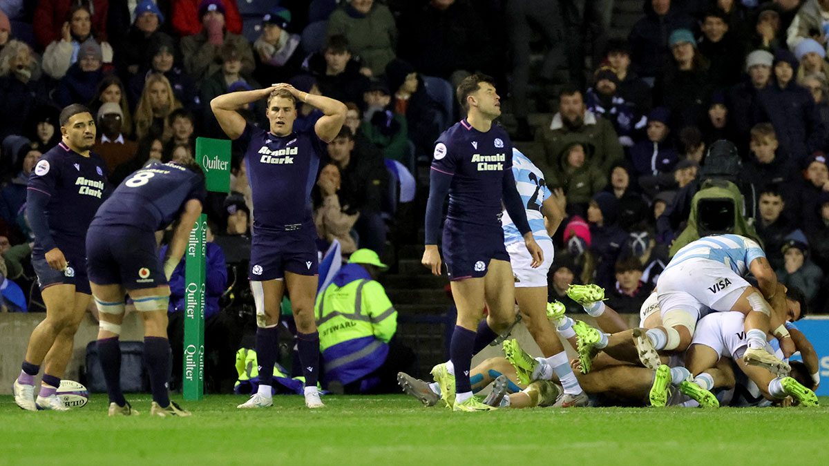 Scotland players react to losing to Argentina during 2025 Autumn Internationals