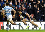 Sean Maitland dives in to score a try for Scotland v Argentina