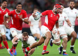 Siale Piutau in action for Tonga during a match against England at 2019 Rugby World Cup