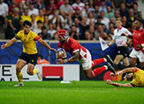 Solomone Kata scores a try for Tonga v Romania at 2023 Rugby World Cup