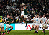 South Africa and England players compete for high ball during 2026 Nations Championship