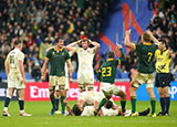 South Africa players celebrate victory over England in 2023 Rugby World Cup semi final
