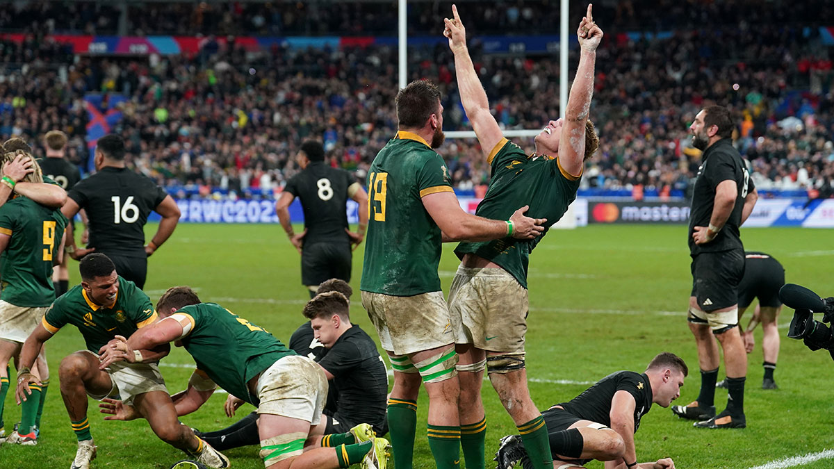 South Africa players celebrate victory over New Zealand in 2023 Rugby World Cup final