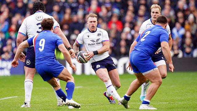 Stuart Hogg in action for Scotland v France in 2022 Six Nations