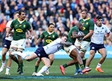 Stuart Hogg tackles Makazole Mapimpi in the Scotland v South Africa test match