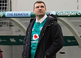 Tadhg Beirne stands on the sideline after receiving a red card in Ireland v New Zealand match 2025 Chicago