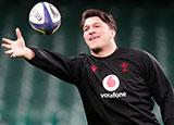 Teddy Williams during a Wales training session for 2025 Six Nations