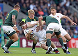 Tom Curry is tackled during England v South Africa match in 2018 Autumn Internationals