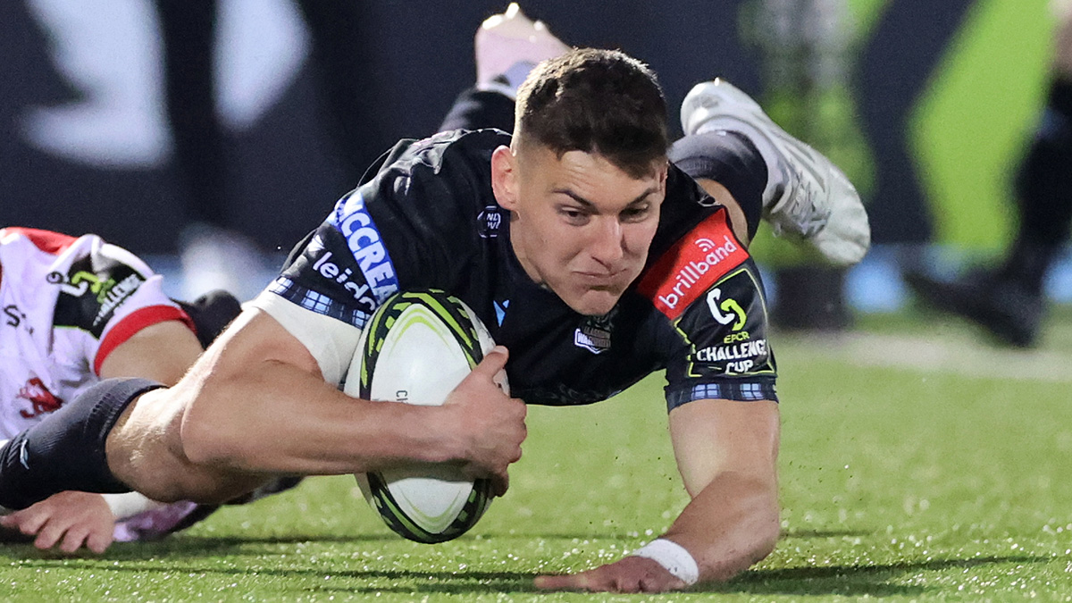 Tom Jordan in action for Glasgow Warriors v Emirates Lions in 2023 Challenge Cup