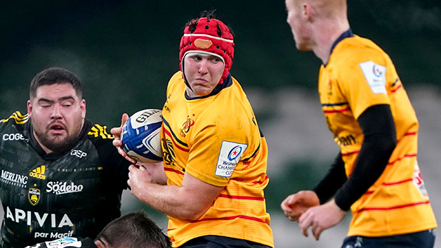 Tom Stewart in action for Ulster v La Rochelle during a 2022 Heineken Champions Cup match