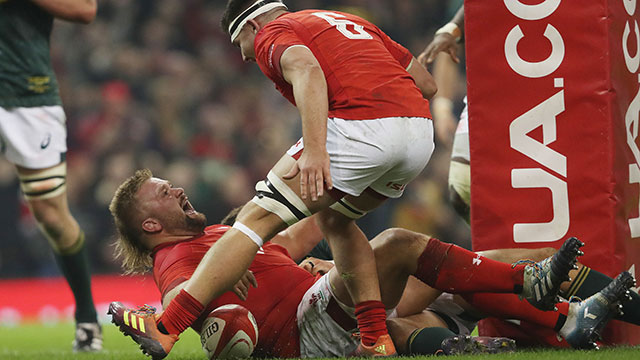 Tomas Francis scores a try for Wales v South Africa