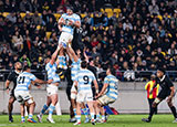 Tomas Lavanini wins a lineout for Argentina against New Zealand in 2024 Rugby Championship
