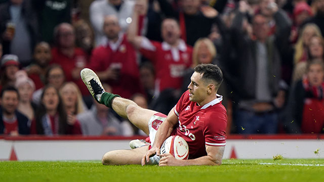 Tomos Williams scores a try for Wales v Argentina during 2022 Autumn Internationals