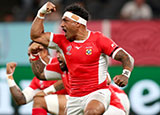 Tonga players perform the Sipi Tau at the 2019 Rugby World Cup