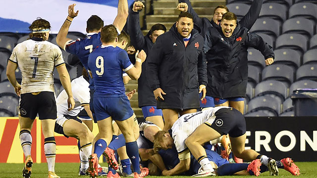 Virimi Vakatawa scores a try for France against Scotland in 2020 Autumn Nations Cup