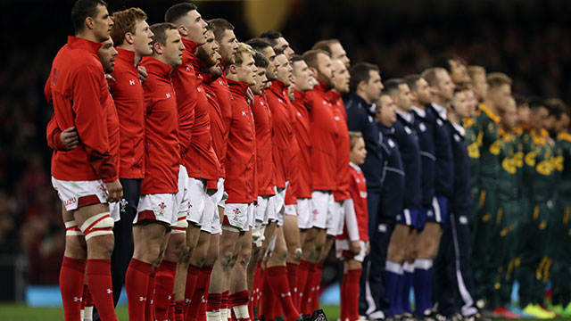Wales and South Africa line up for the anthems