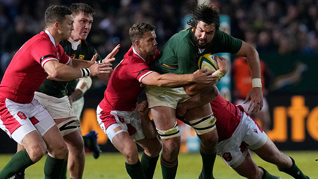 Wales and South Africa players in action during 1st Test of 2022 summer tour