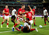 Wales players in action against Fiji at 2019 Rugby World Cup