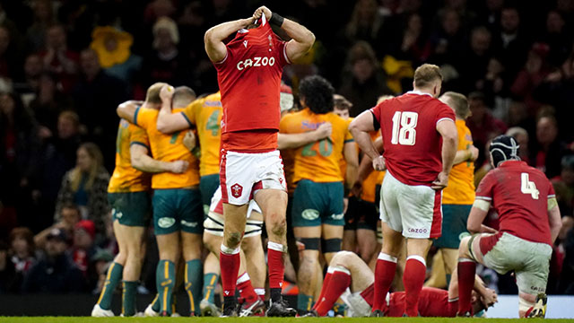Wales players look dejected after defeat to Australia in 2022 Autumn Internationals