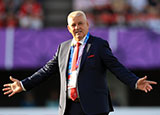 Warren Gatland at Wales v Uruguay World Cup match