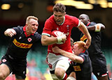 Will Rowlands in action for Wales v Canada