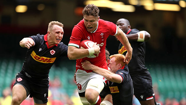 Will Rowlands in action for Wales v Canada